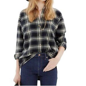 Madewell Flannel Trapeze Shirt Black White Sustainable Cotton Size M